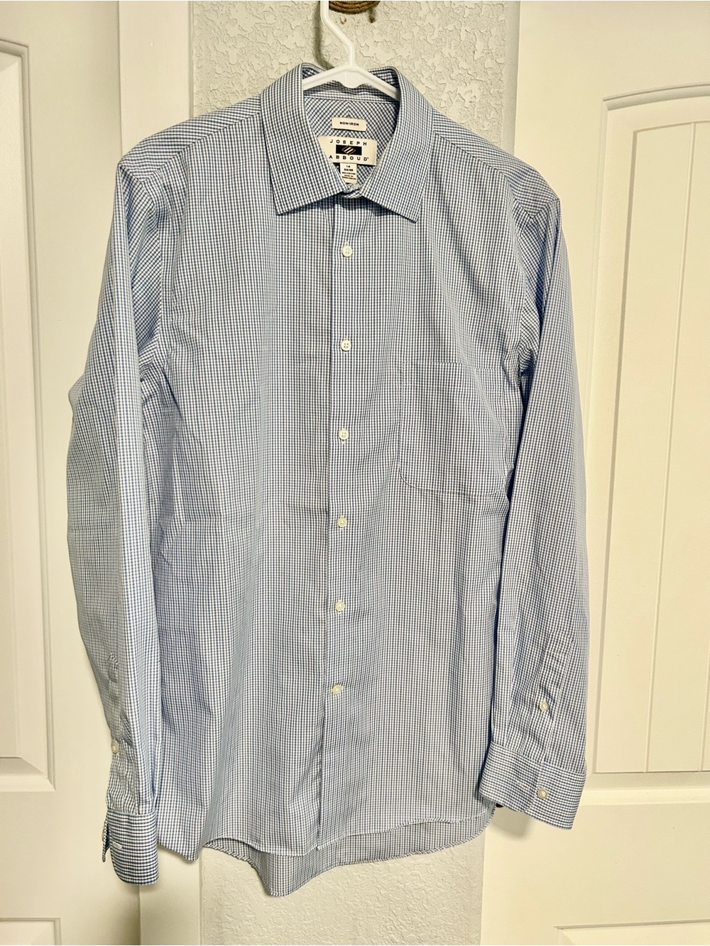 Joseph Abboud Light Blue Micro-Check Dress Shirt 16